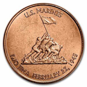 1 oz Large Copper Round - US Marines: Iwo Jima ~ MINT!